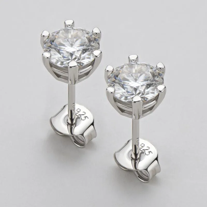 0.5ct/1.0ct Classic Round Brilliant Cut Moissanite Stud Earrings