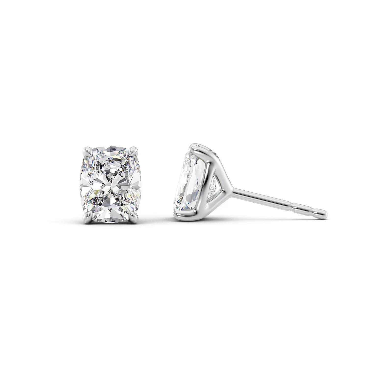 1 CTW Stud Earrings Set With Elongated Cushion Lab Diamonds