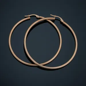 10k Rose Gold Polished Hoop Earrings (2x45 mm)