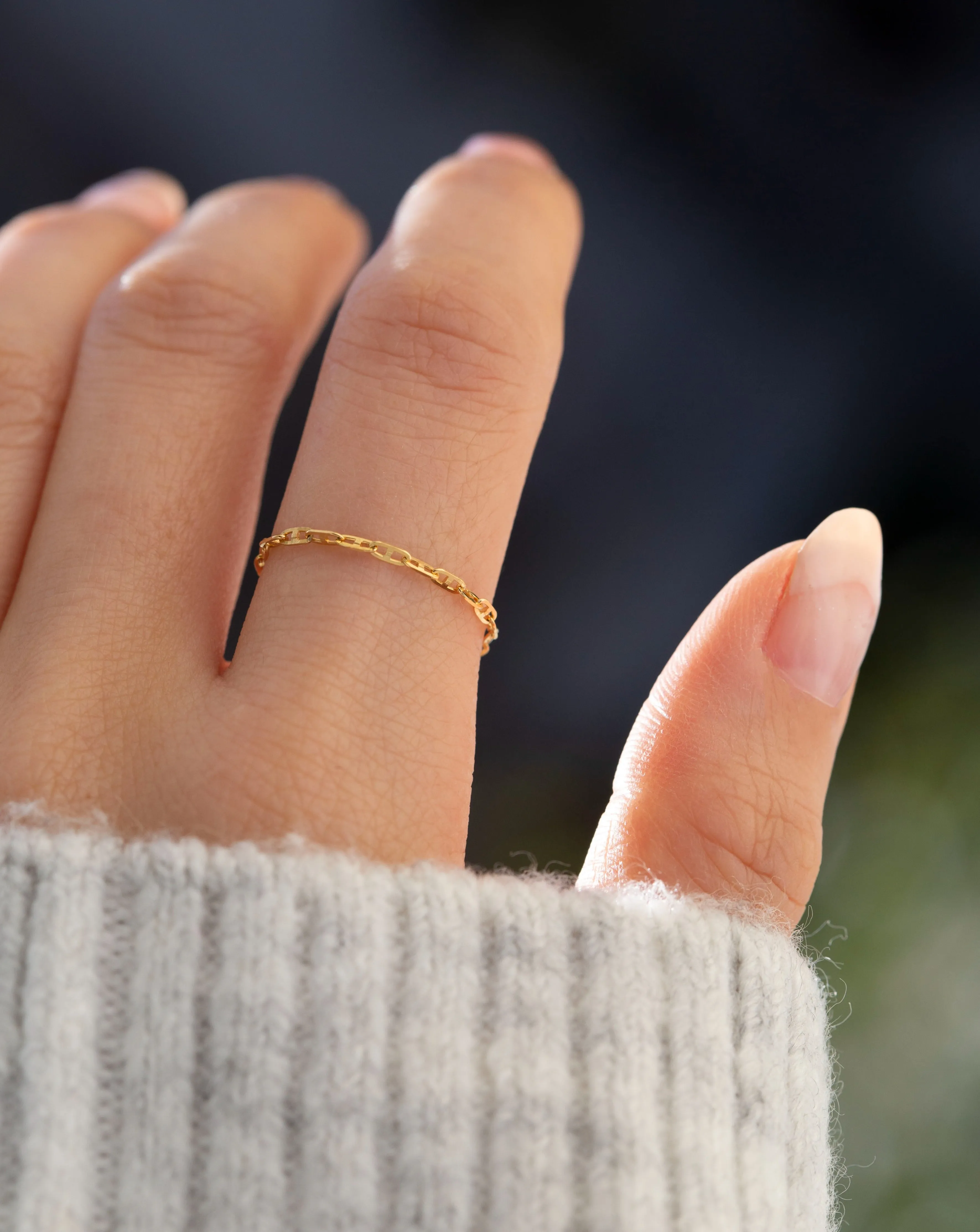 14k Dainty Anchor Chain Ring