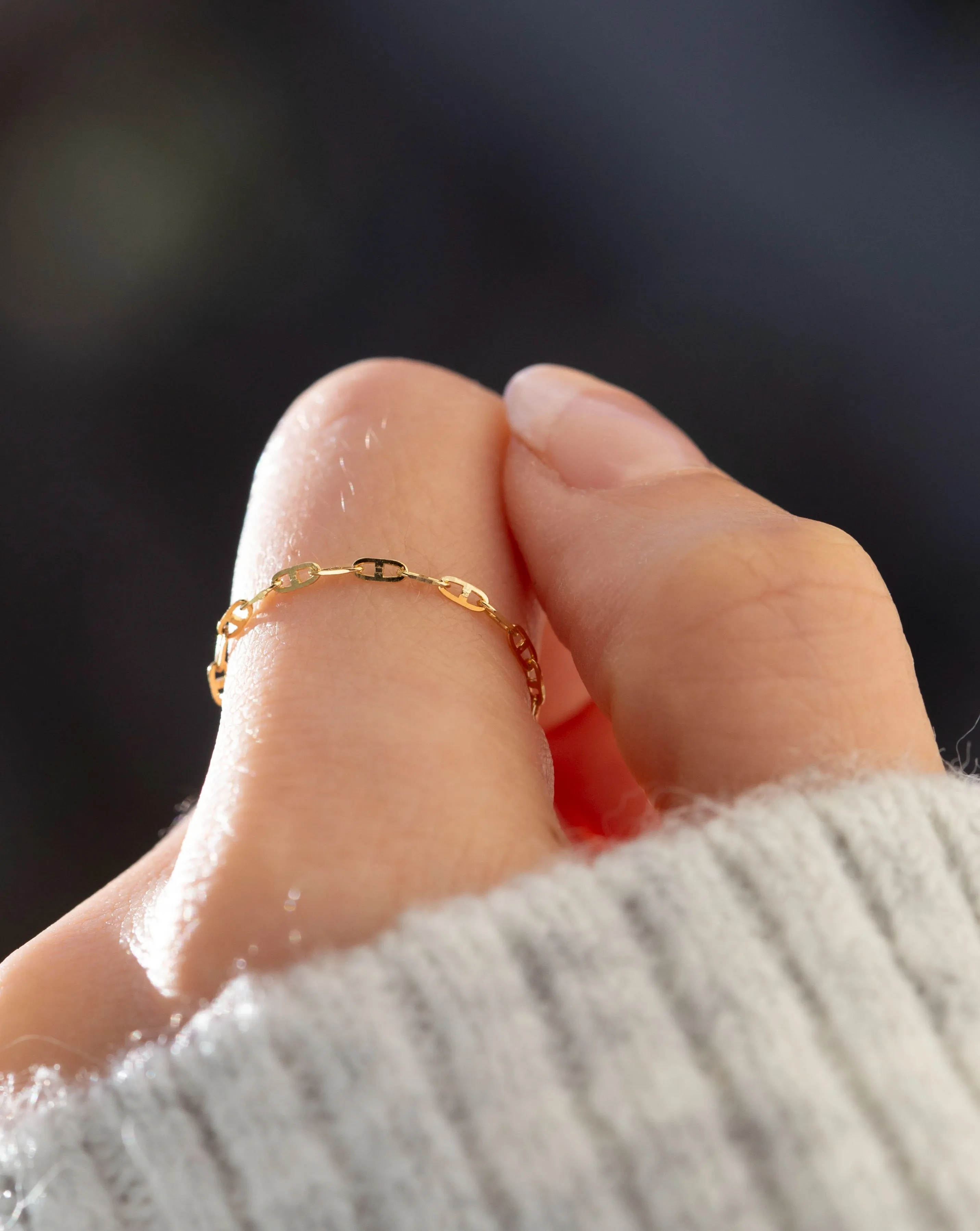 14k Dainty Anchor Chain Ring