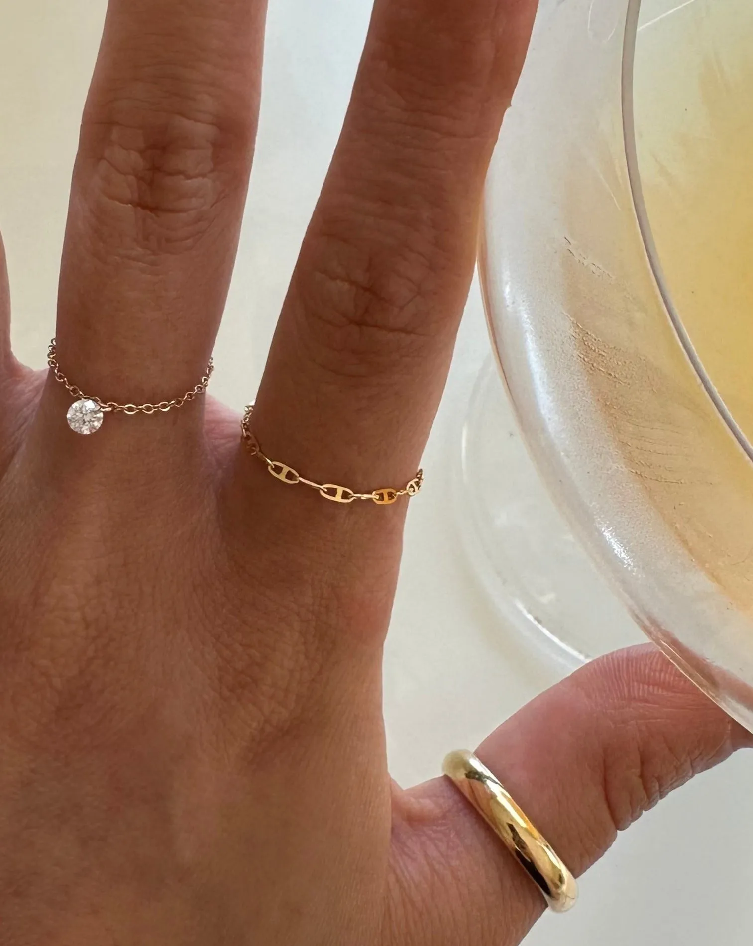 14k Dainty Anchor Chain Ring