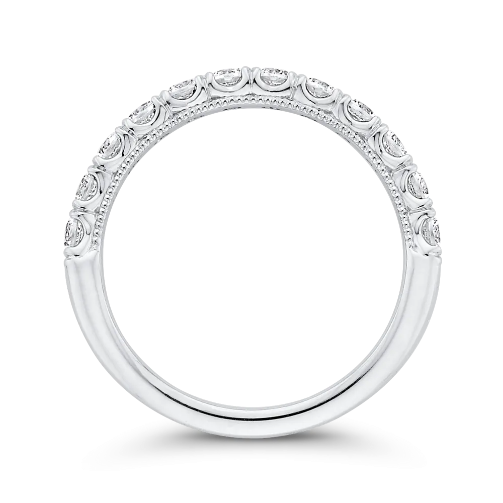 14K White Gold Half Eternity Round Diamond Wedding Band