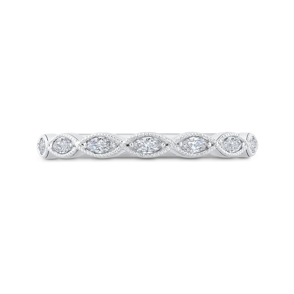 14K White Gold Marquise Diamond Wedding Band