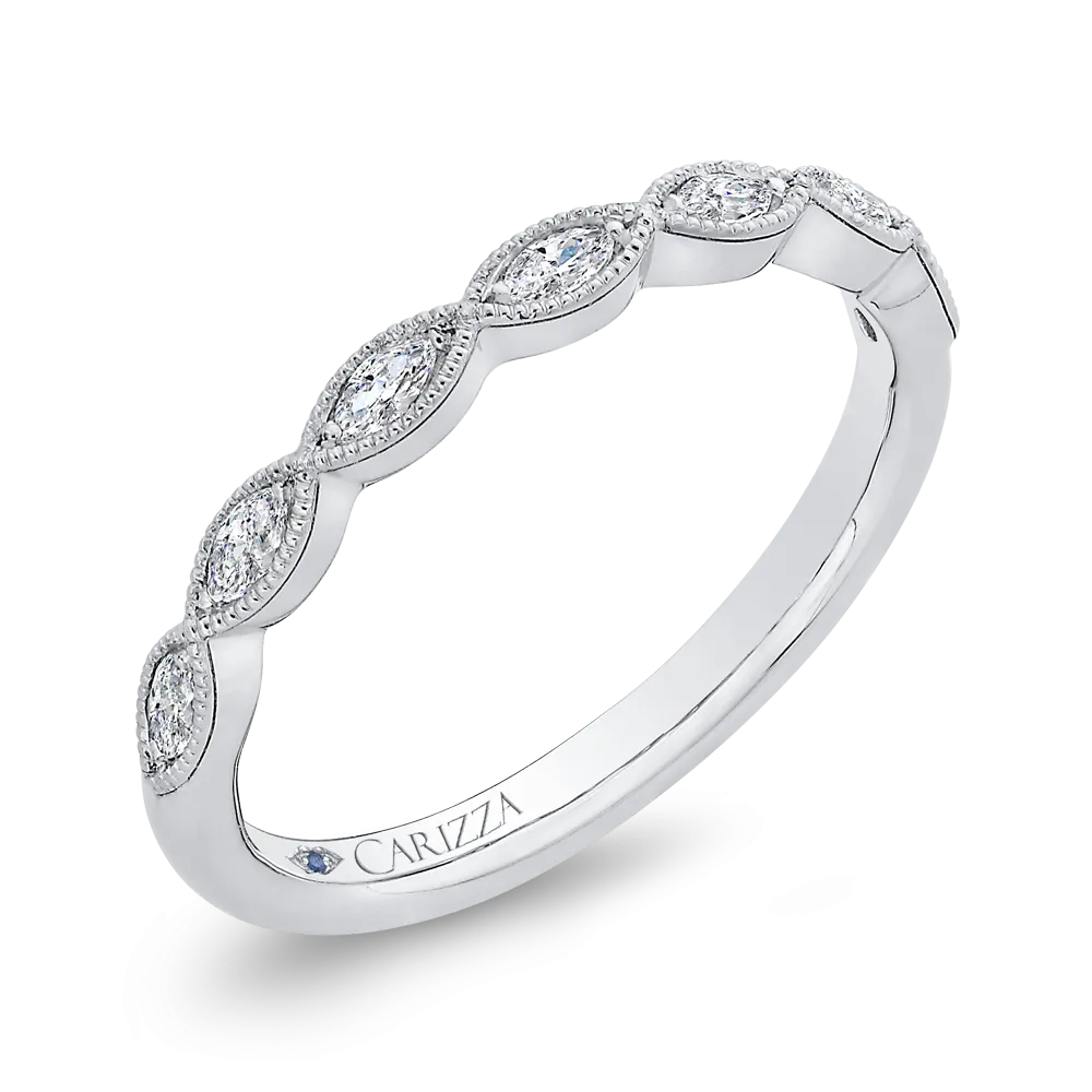 14K White Gold Marquise Diamond Wedding Band