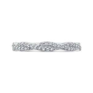 14K White Gold Round Diamond Crossover Wedding Band