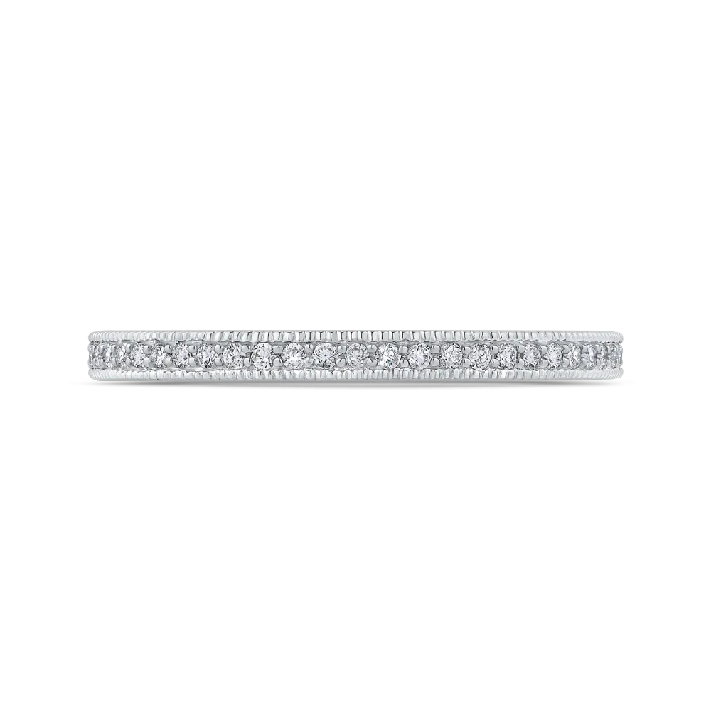 14K White Gold Round Diamond Half Eternity Wedding Band