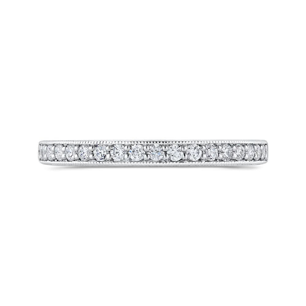 14K White Gold Round Diamond Half Eternity Wedding Band