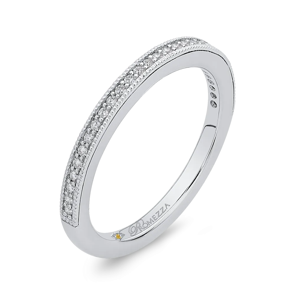 14K White Gold Round Diamond Half Eternity Wedding Band