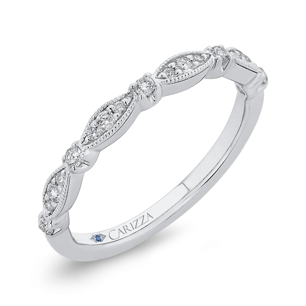 14K White Gold Round Diamond Wedding Band