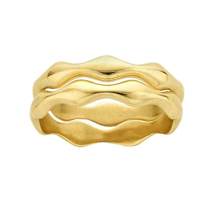 14K Yellow Gold Stackable Wide Wave Ring