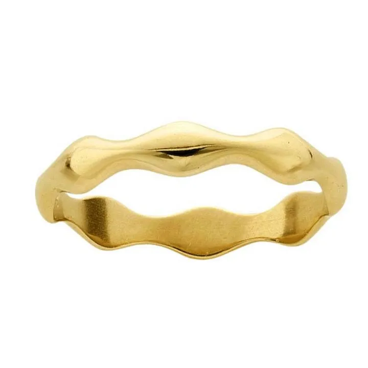 14K Yellow Gold Stackable Wide Wave Ring