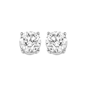 14KT White Gold & Diamond Classic Book Round Stud Earrings   - 1-1/4 ctw