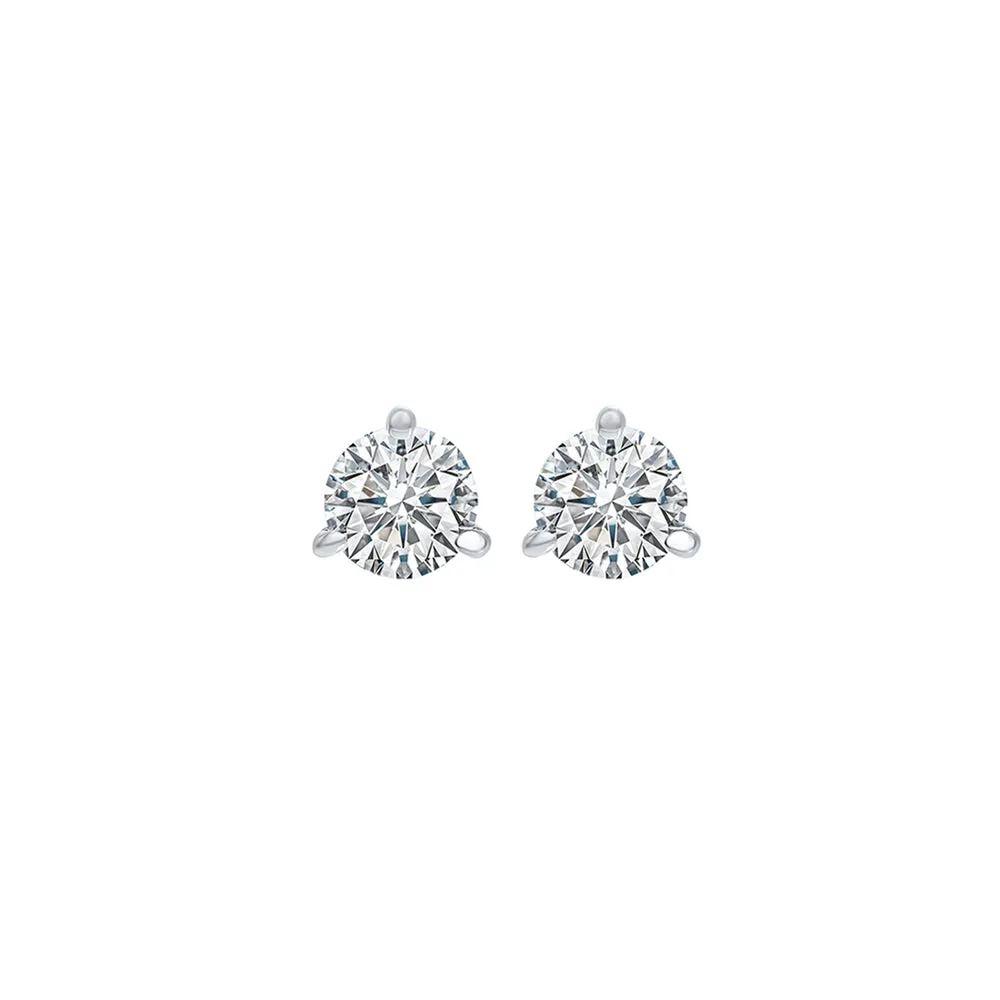 14KT White Gold & Diamond Classic Book Round Stud Earrings  - 1/5 ctw