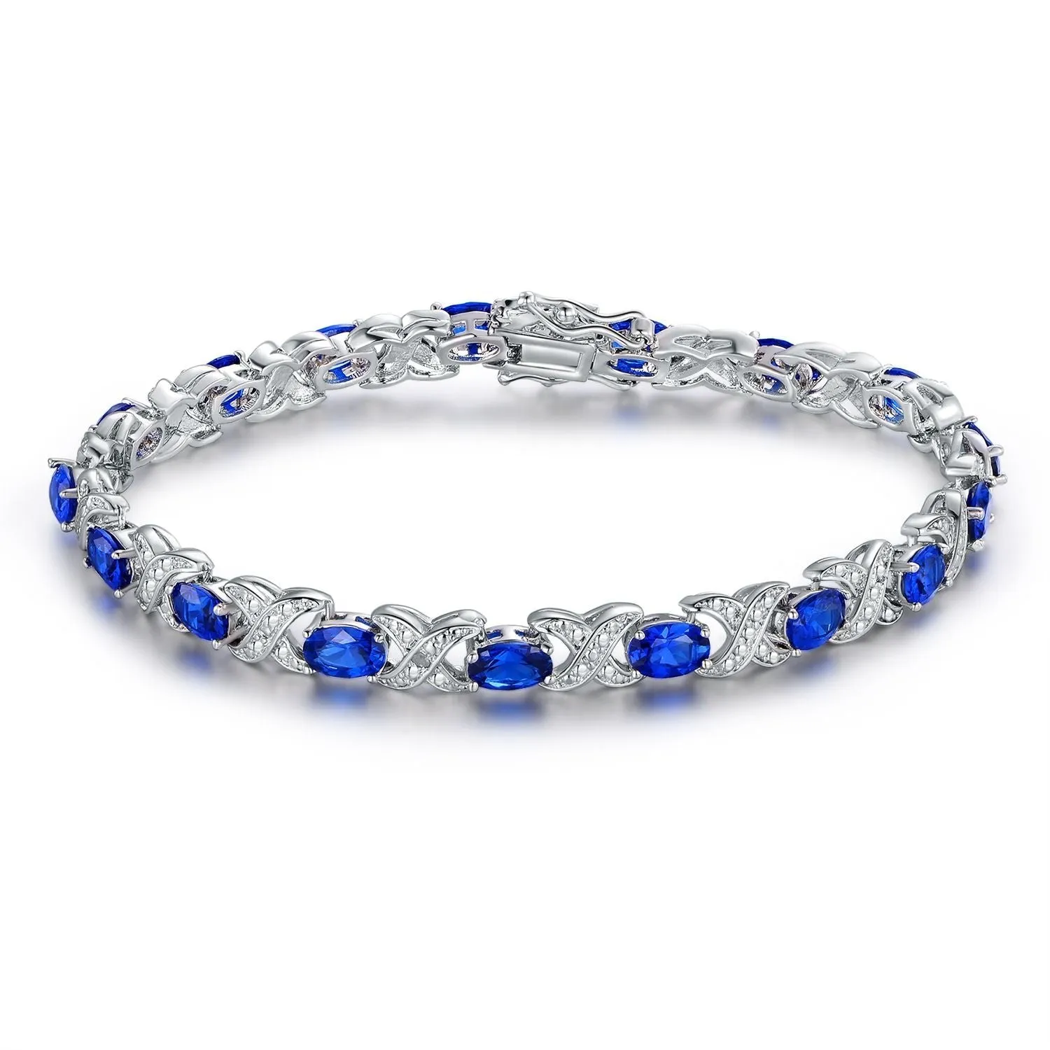 18K White Gold Plated Color Crystal Tennis Bracelet