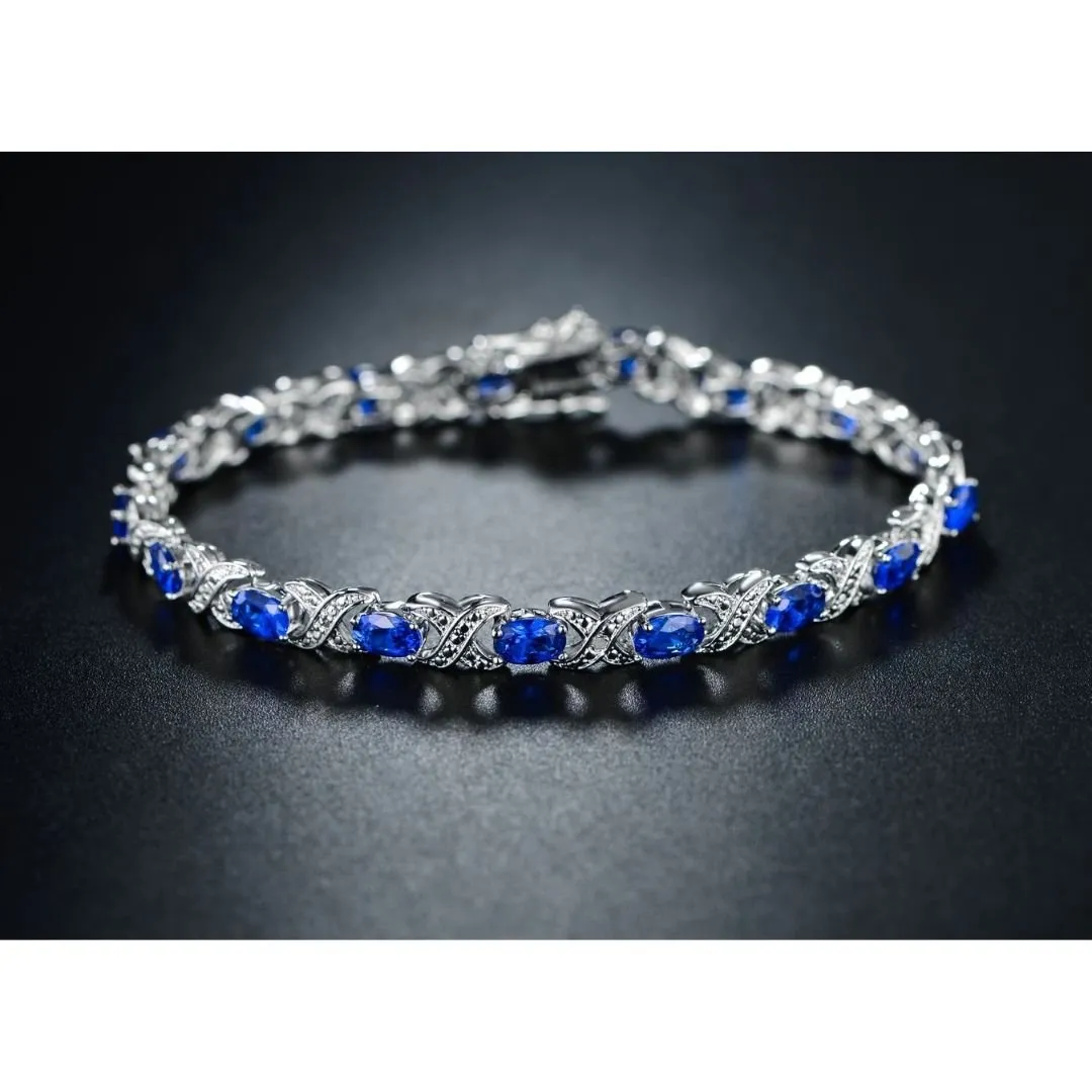 18K White Gold Plated Color Crystal Tennis Bracelet