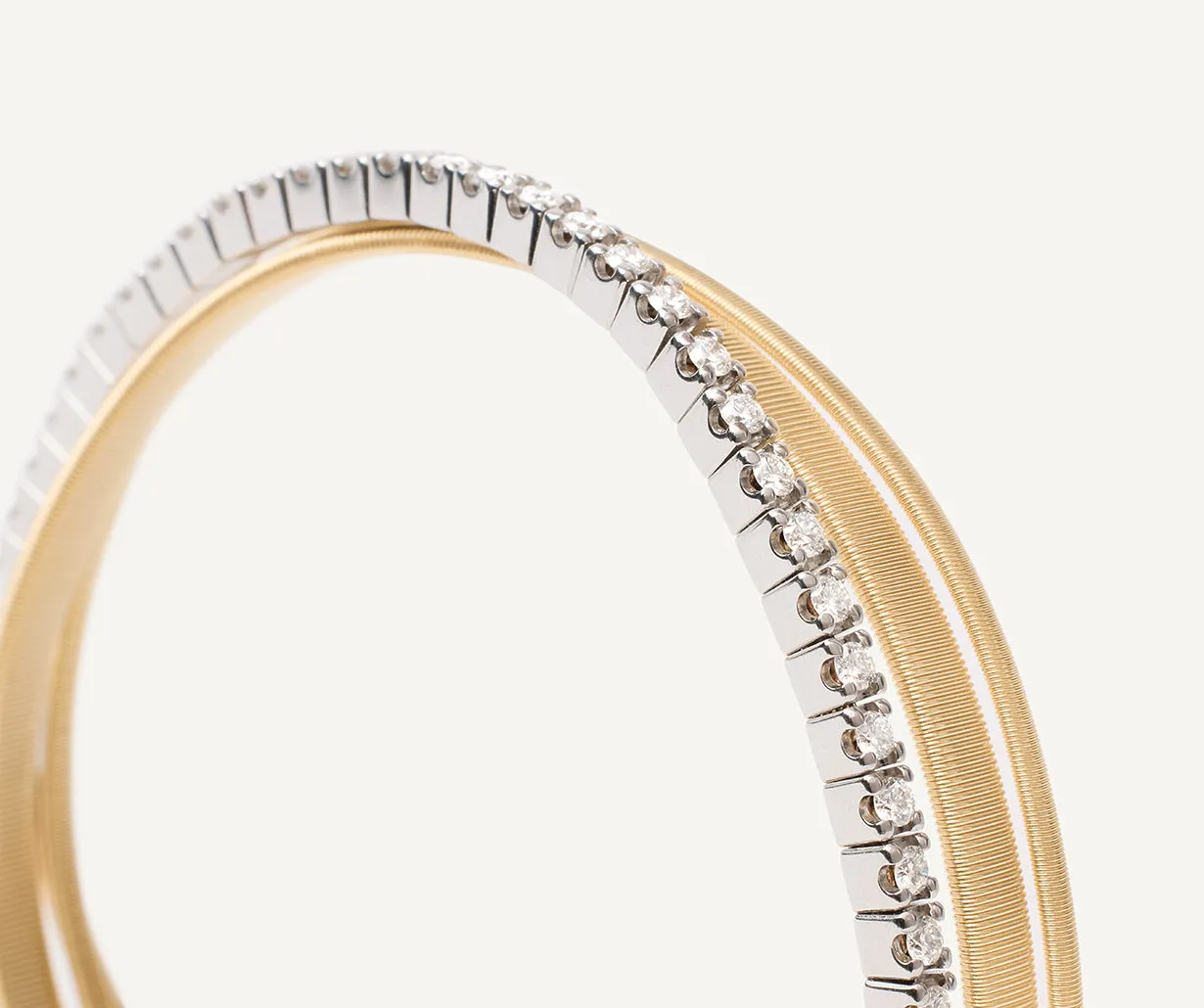 18K Yellow Gold 3-Strand Coil Bracelet With Diamonds