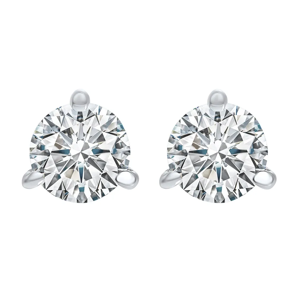 18KT White Gold & Diamond Classic Book Round Stud Earrings  - 2 ctw