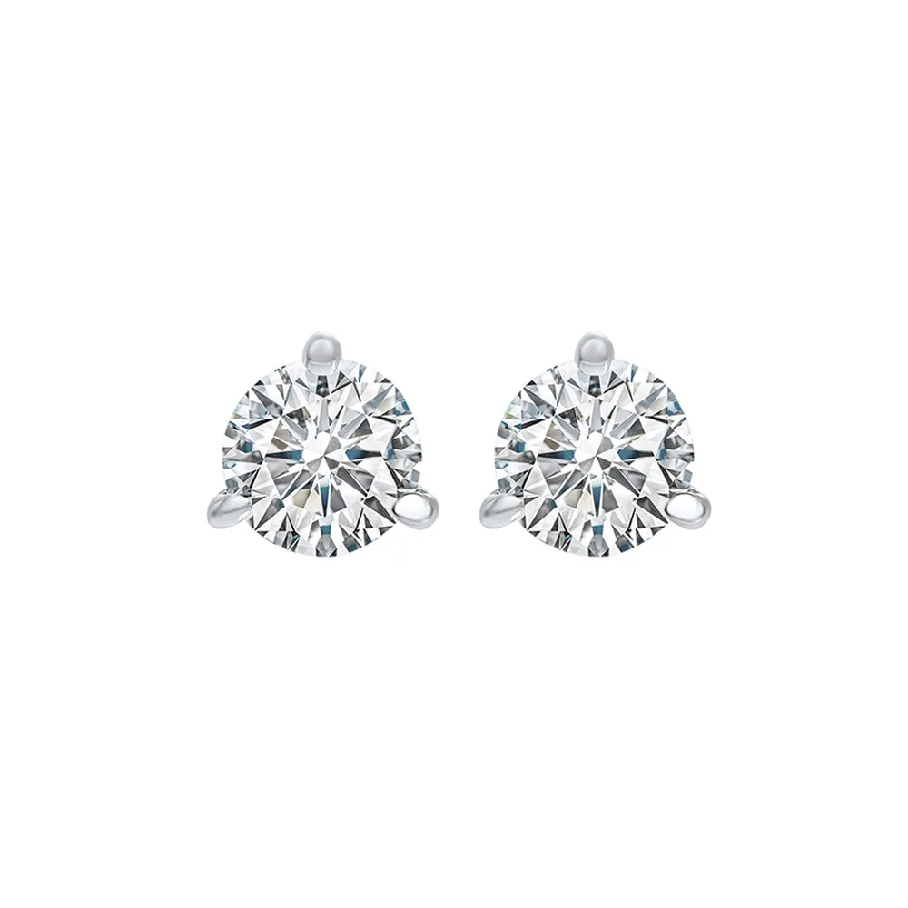 18KT White Gold & Diamond Classic Book Round Stud Earrings  - 3/4 ctw