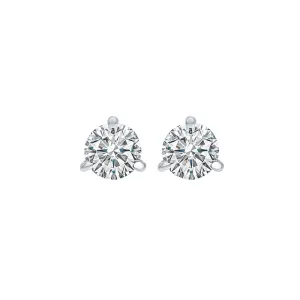 18KT White Gold & Diamond Classic Book Round Stud Earrings  - 3/8 ctw