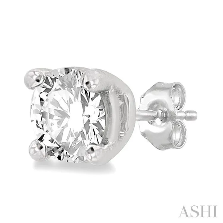 3/8 Ctw Round Cut Diamond Stud Earring in 14K White Gold