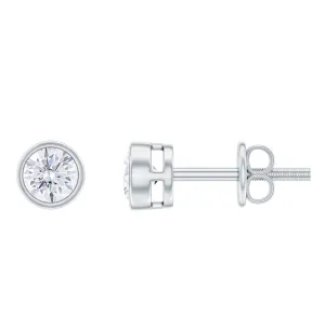 4 MM Classic Diamond Solitaire Stud Earrings in Bezel Setting