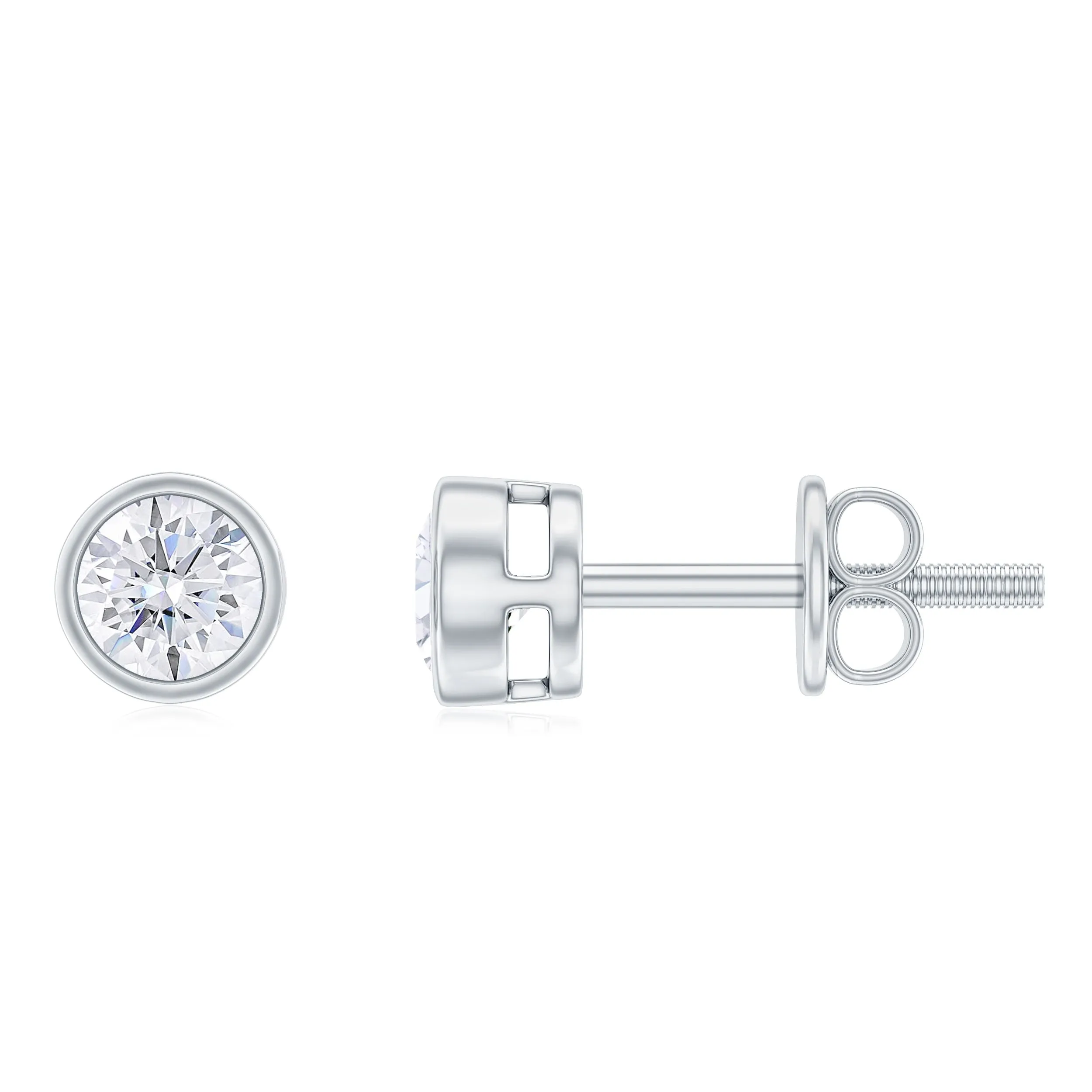 4 MM Classic Diamond Solitaire Stud Earrings in Bezel Setting