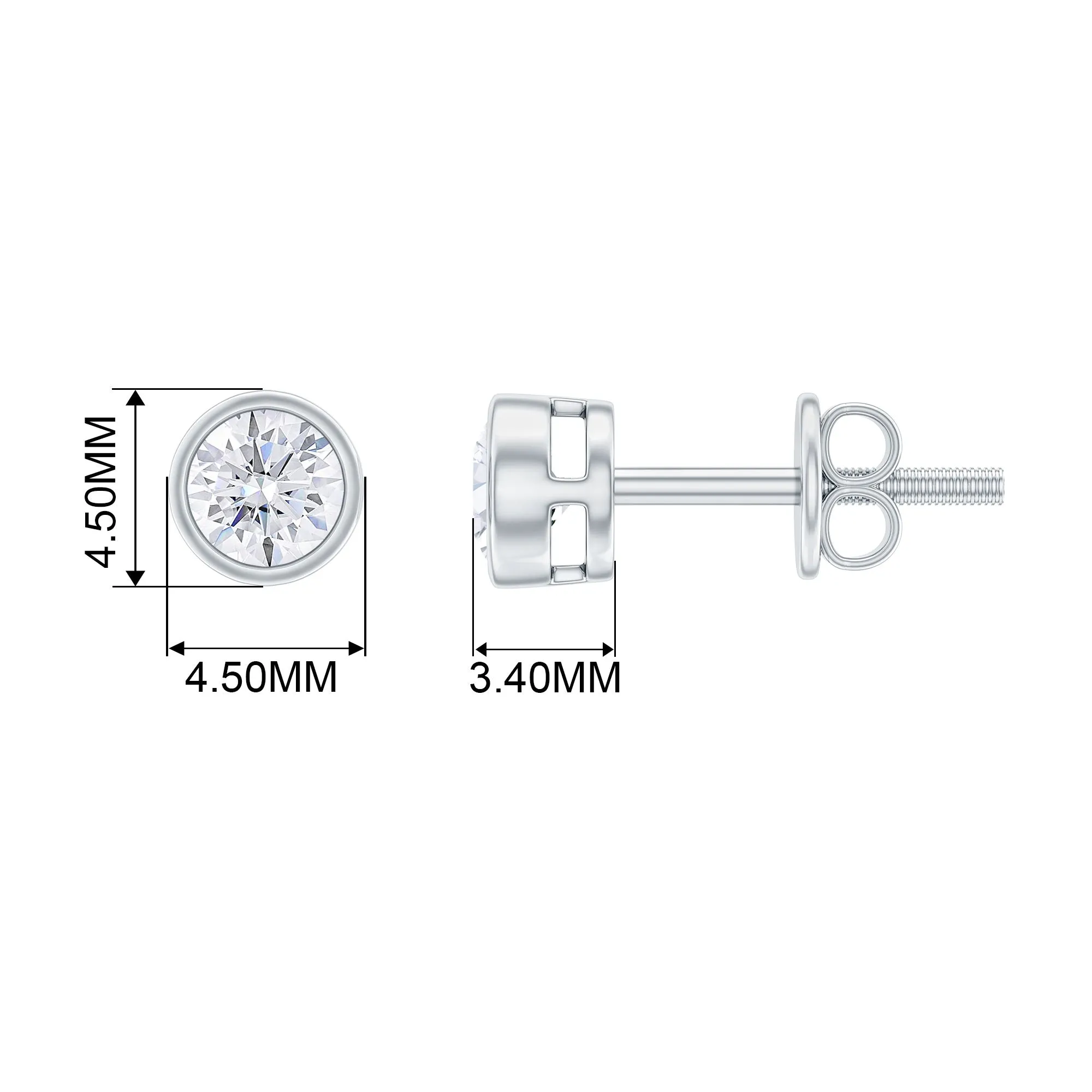 4 MM Classic Diamond Solitaire Stud Earrings in Bezel Setting