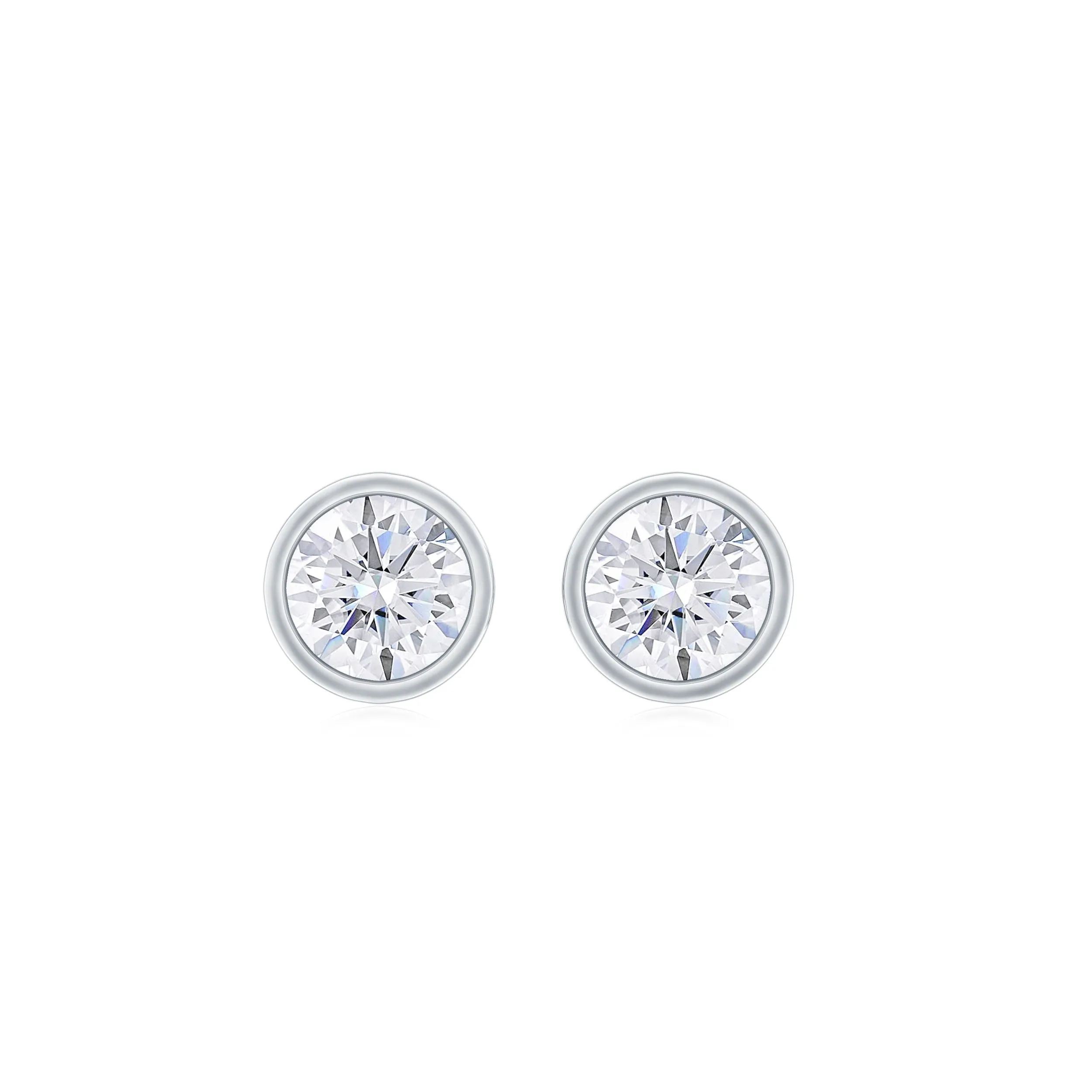 4 MM Classic Diamond Solitaire Stud Earrings in Bezel Setting