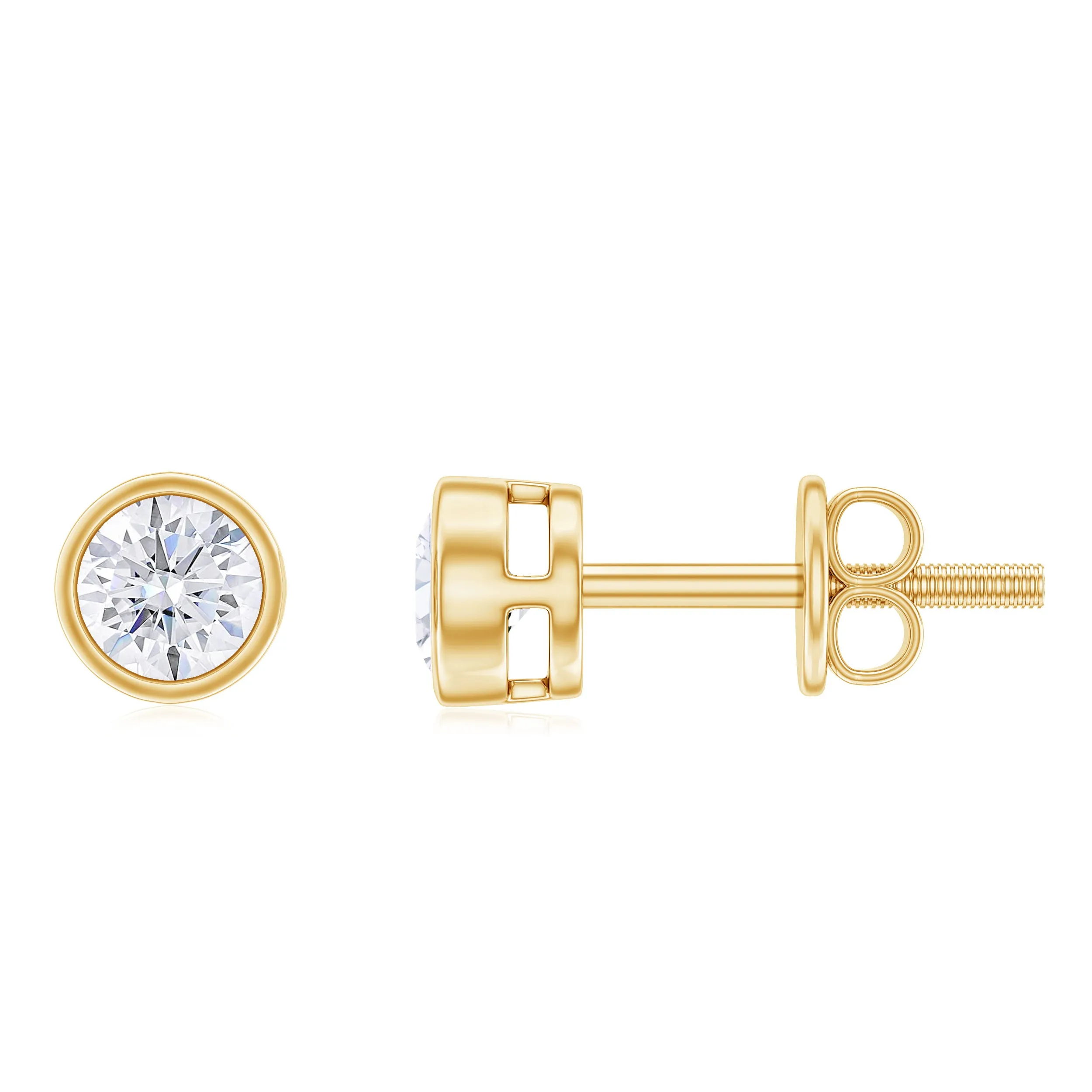 4 MM Classic Diamond Solitaire Stud Earrings in Bezel Setting