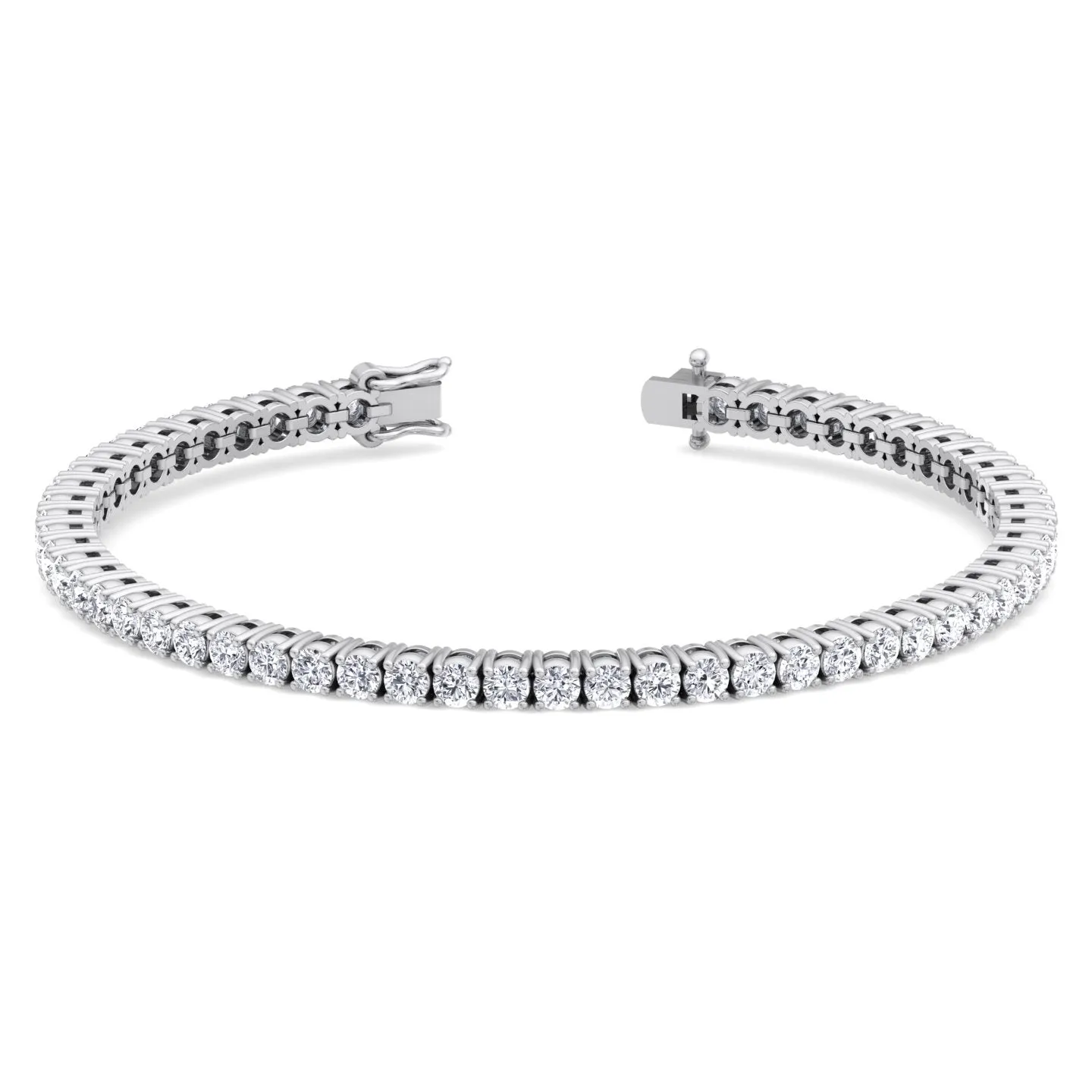 4 Prong Natural Diamond Tennis Bracelet ( Square Box Setting ) 18K Solid Gold