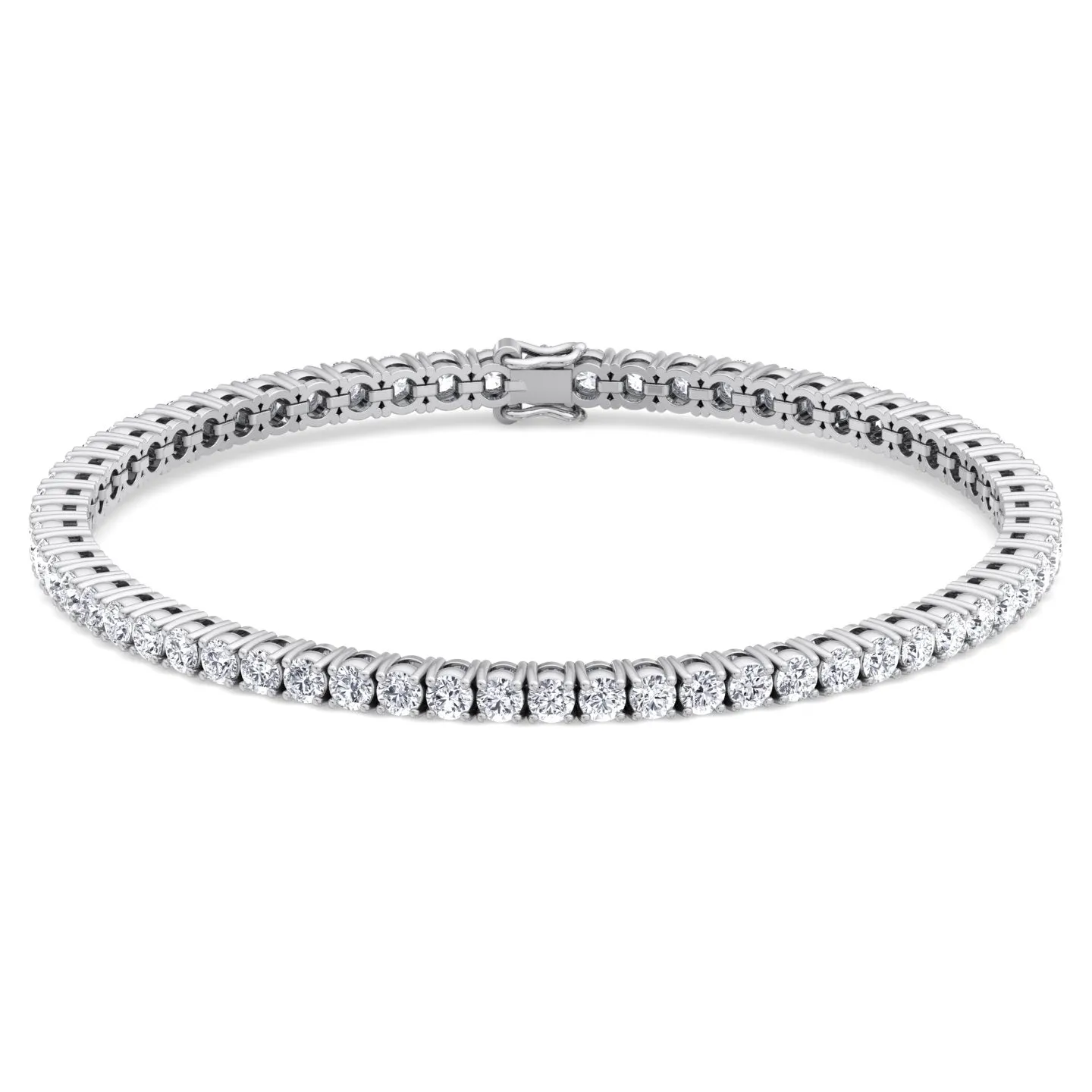 4 Prong Natural Diamond Tennis Bracelet ( Square Box Setting ) 18K Solid Gold