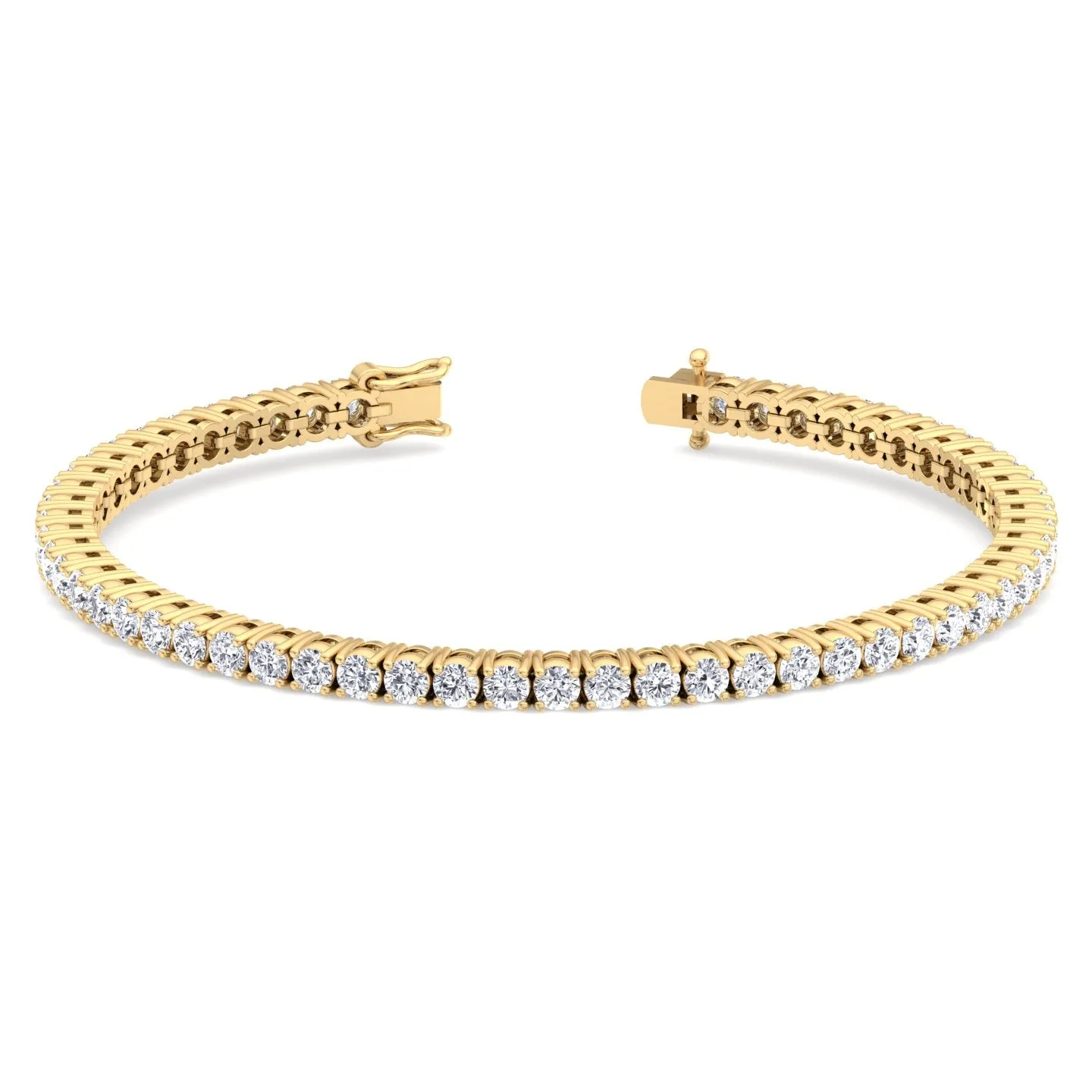 4 Prong Natural Diamond Tennis Bracelet ( Square Box Setting ) 18K Solid Gold