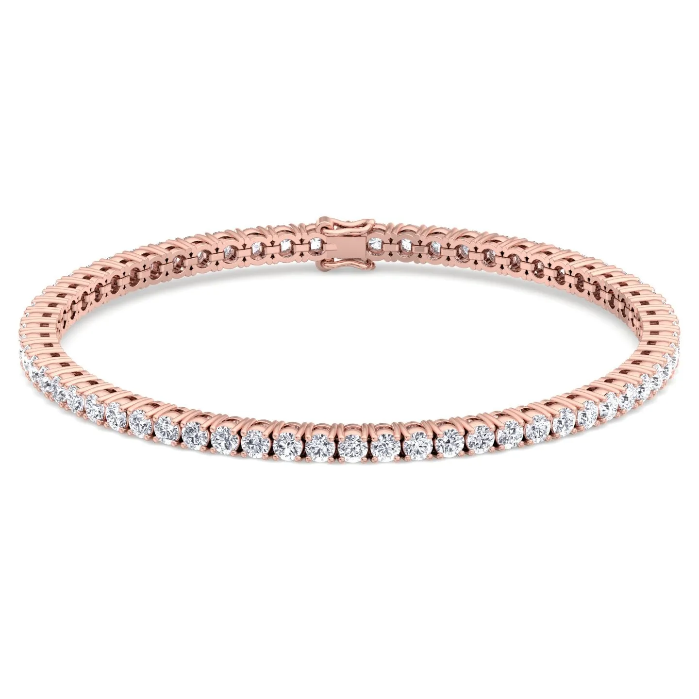 4 Prong Natural Diamond Tennis Bracelet ( Square Box Setting ) 18K Solid Gold