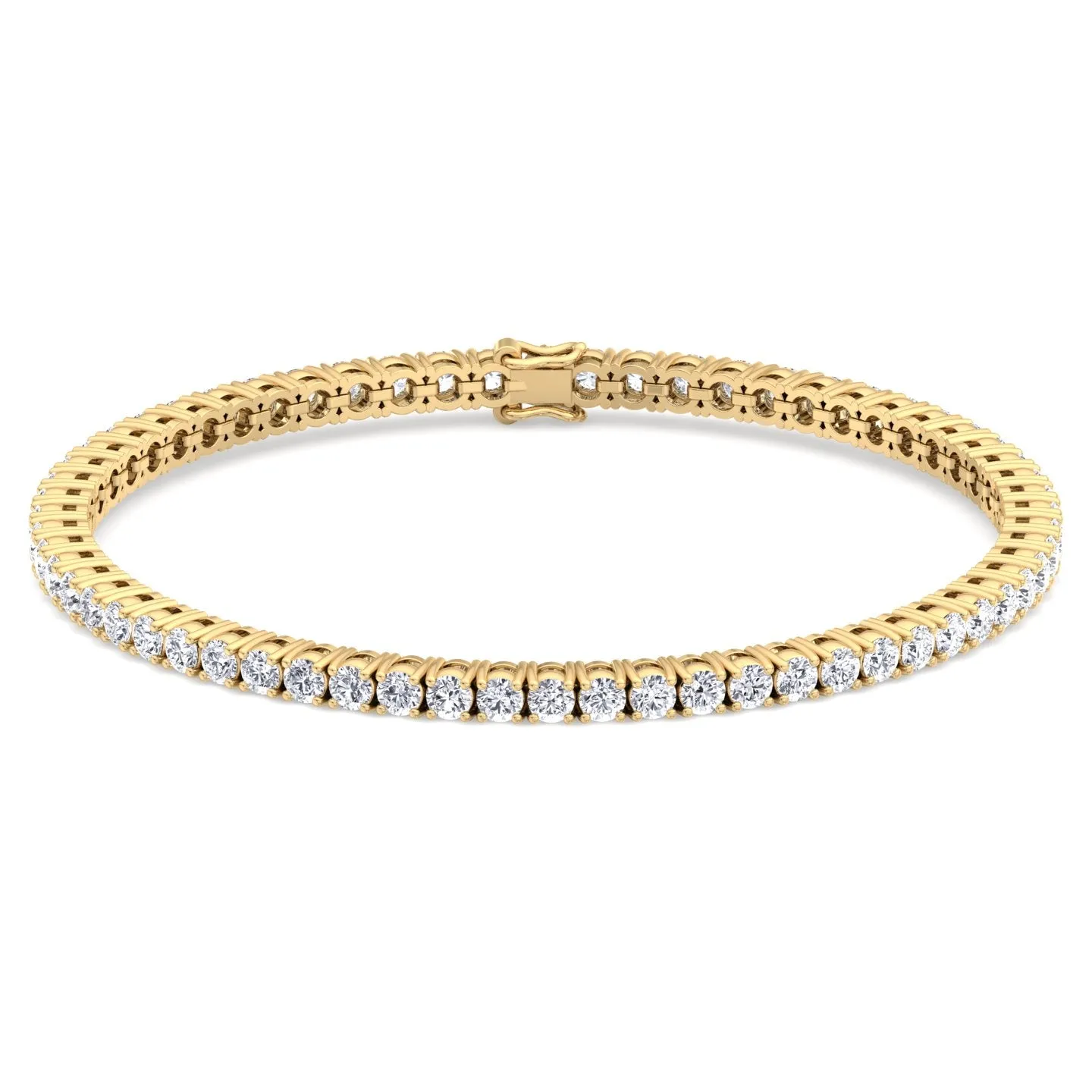 4 Prong Natural Diamond Tennis Bracelet ( Square Box Setting ) 18K Solid Gold