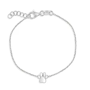 5.5"- 6.5" Polished Dog Paw Kids / Children's / Girls Bracelet - Sterling Silver