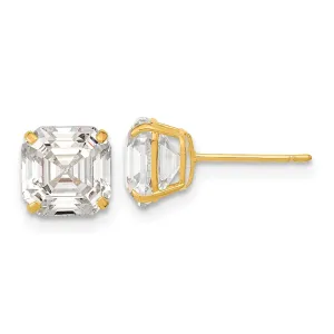 7MM Ascher Cubic Zirconia Stud Earrings in 14KT Yellow Gold