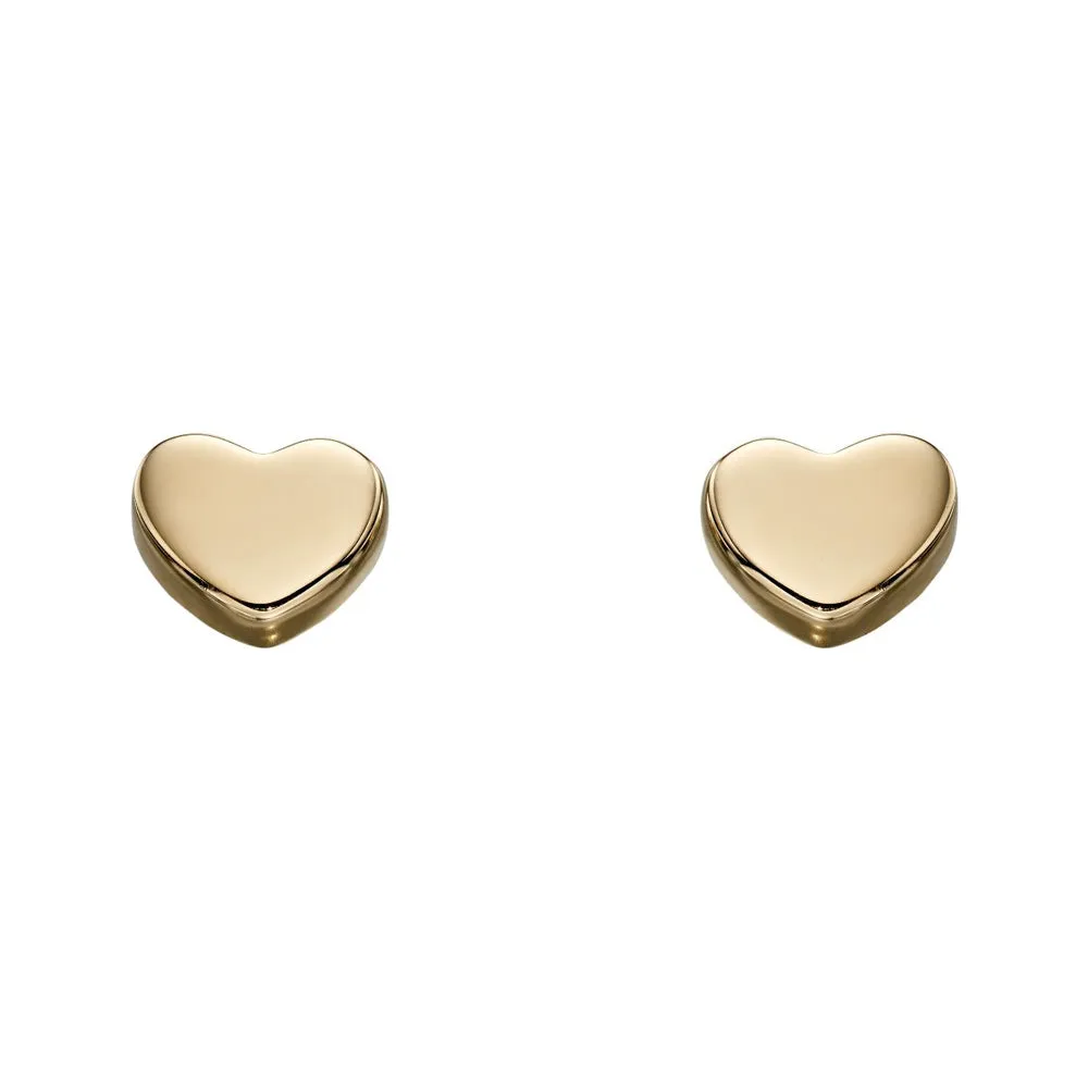 9ct Yellow Gold Heart Stud Earrings GE2179