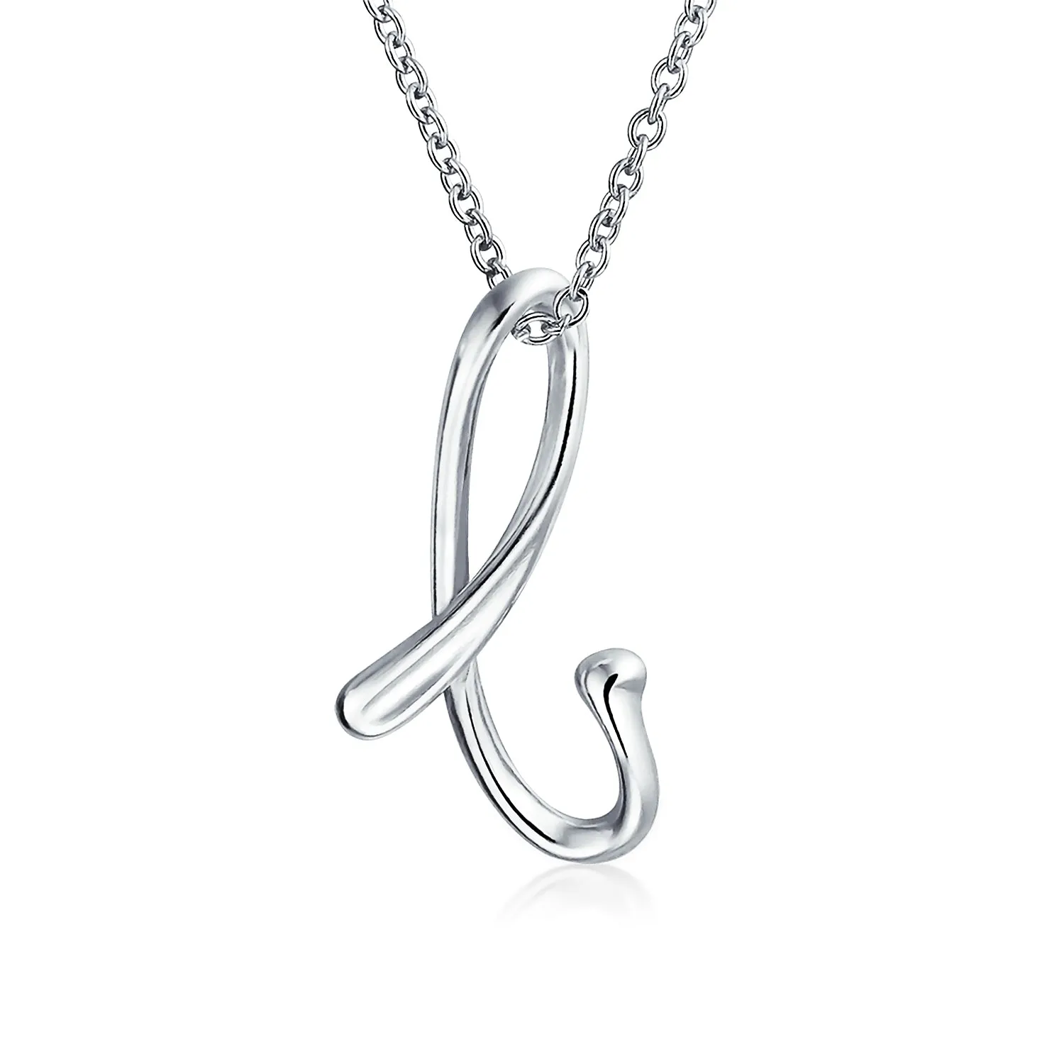 ABC Script Initial Pendant Necklace 14K Gold Plated Sterling Silver Alphabet Charm