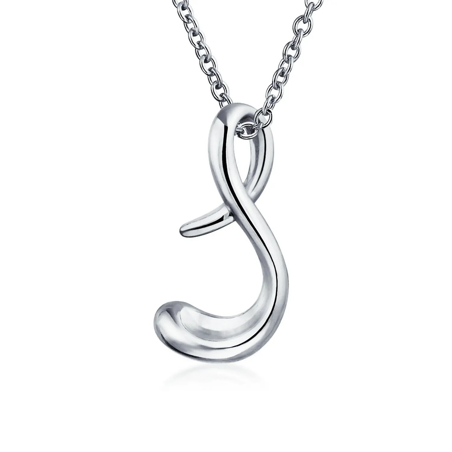 ABC Script Initial Pendant Necklace 14K Gold Plated Sterling Silver Alphabet Charm