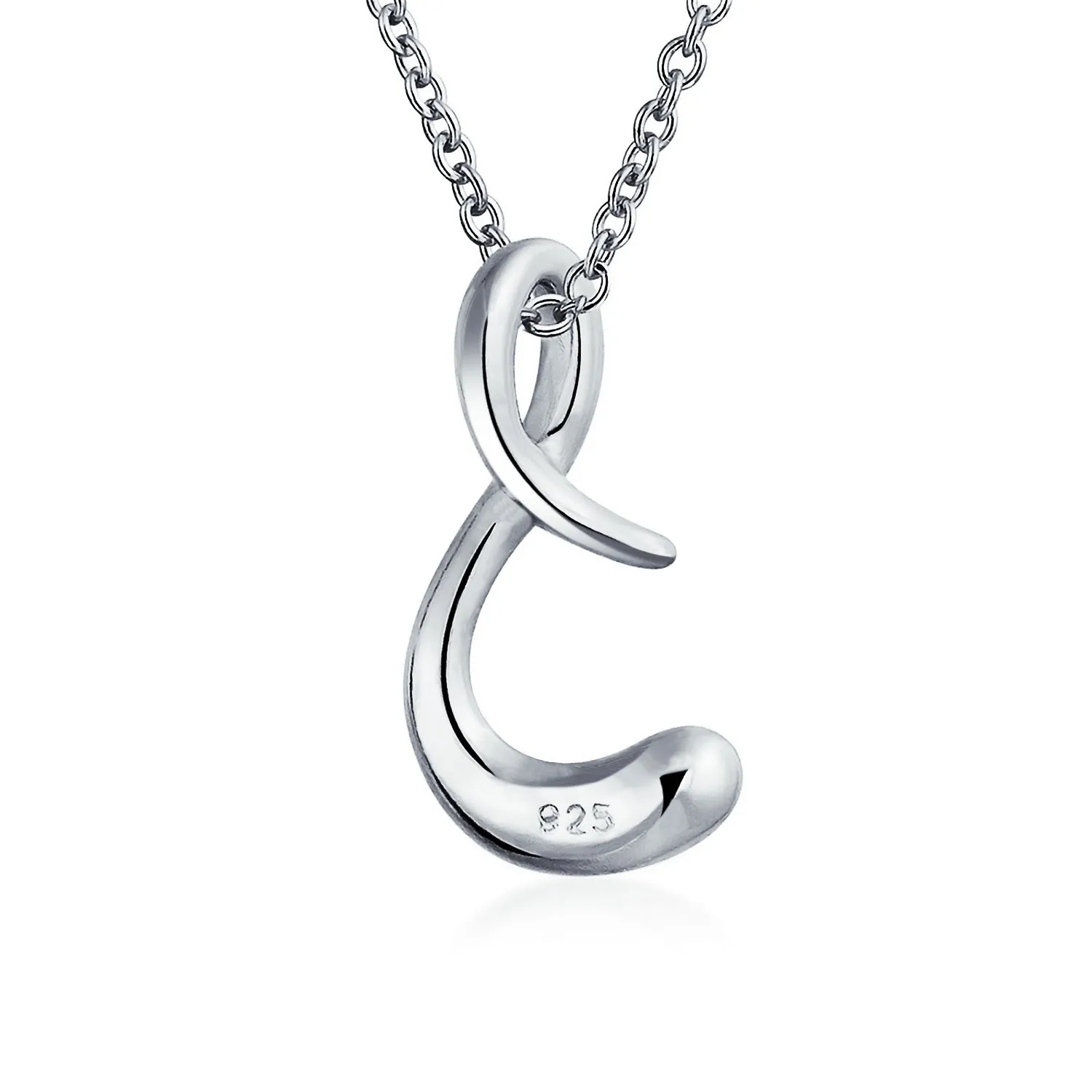 ABC Script Initial Pendant Necklace 14K Gold Plated Sterling Silver Alphabet Charm