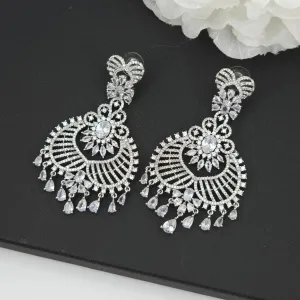 Adina American Diamond Silver Dangle Earrings