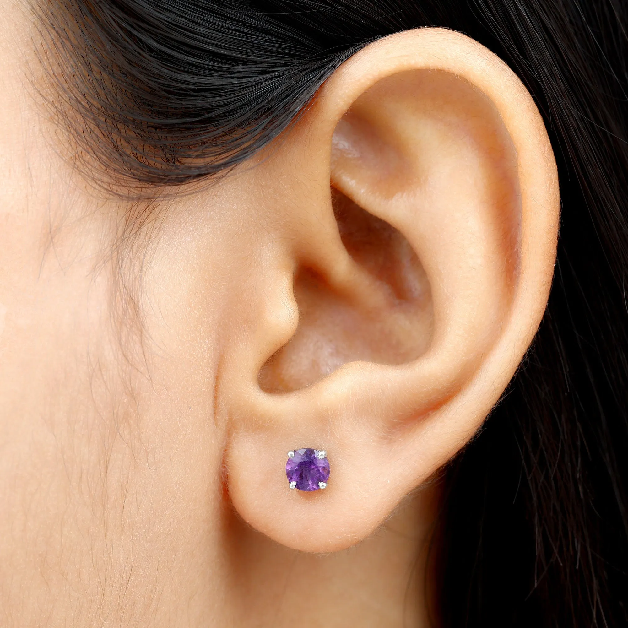 Amethyst Classic Solitaire Stud Earrings