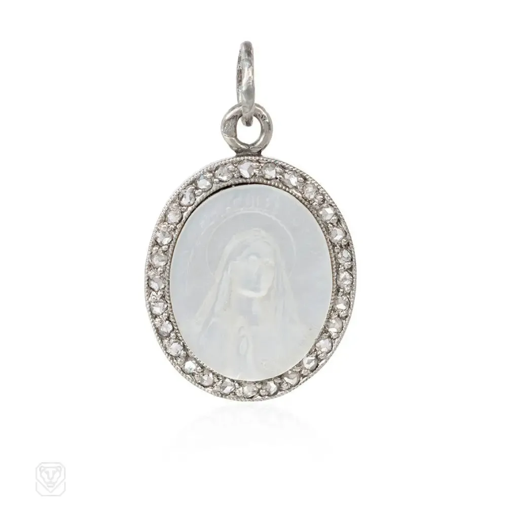 Antique Cartier carved Madonna pendant, France.