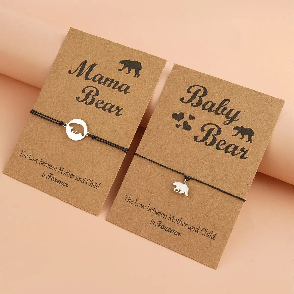 Beautiful Mama Bear Bracelet with 1 Baby Bear Bracelet