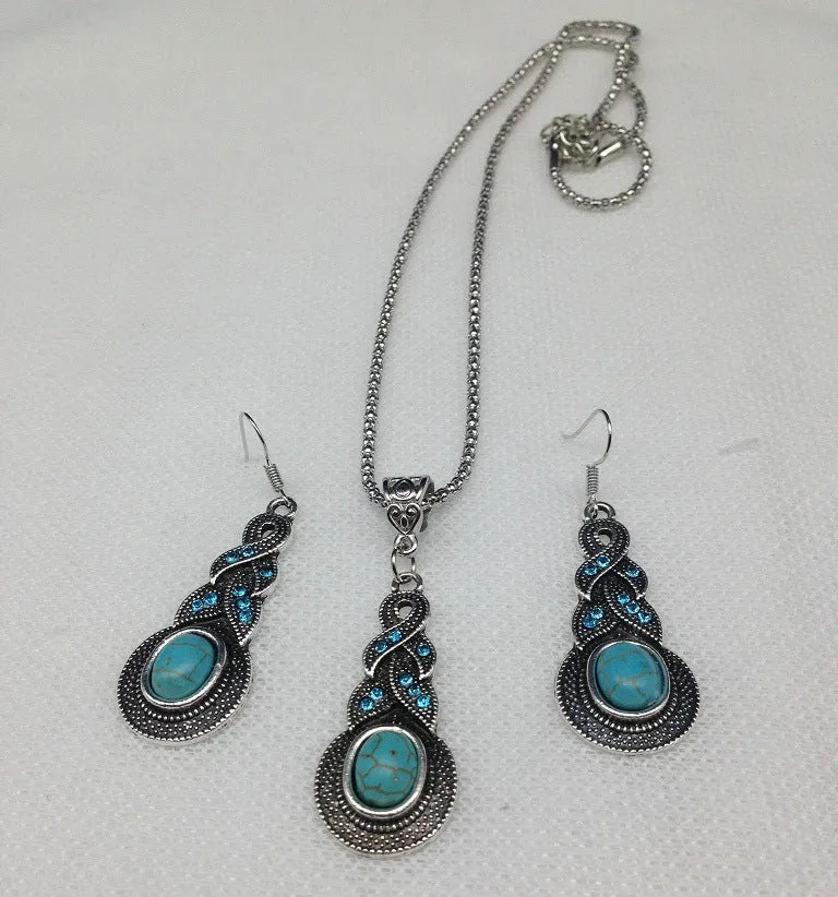 Bohemian Turquoise Inlaid Jewelry Set with Savanna Rhythms Collection