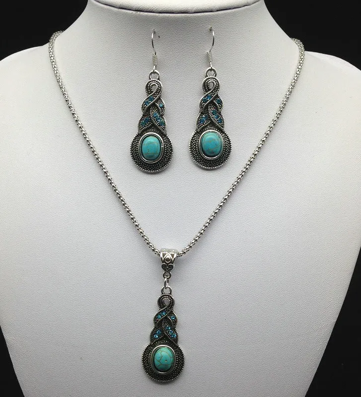 Bohemian Turquoise Inlaid Jewelry Set with Savanna Rhythms Collection