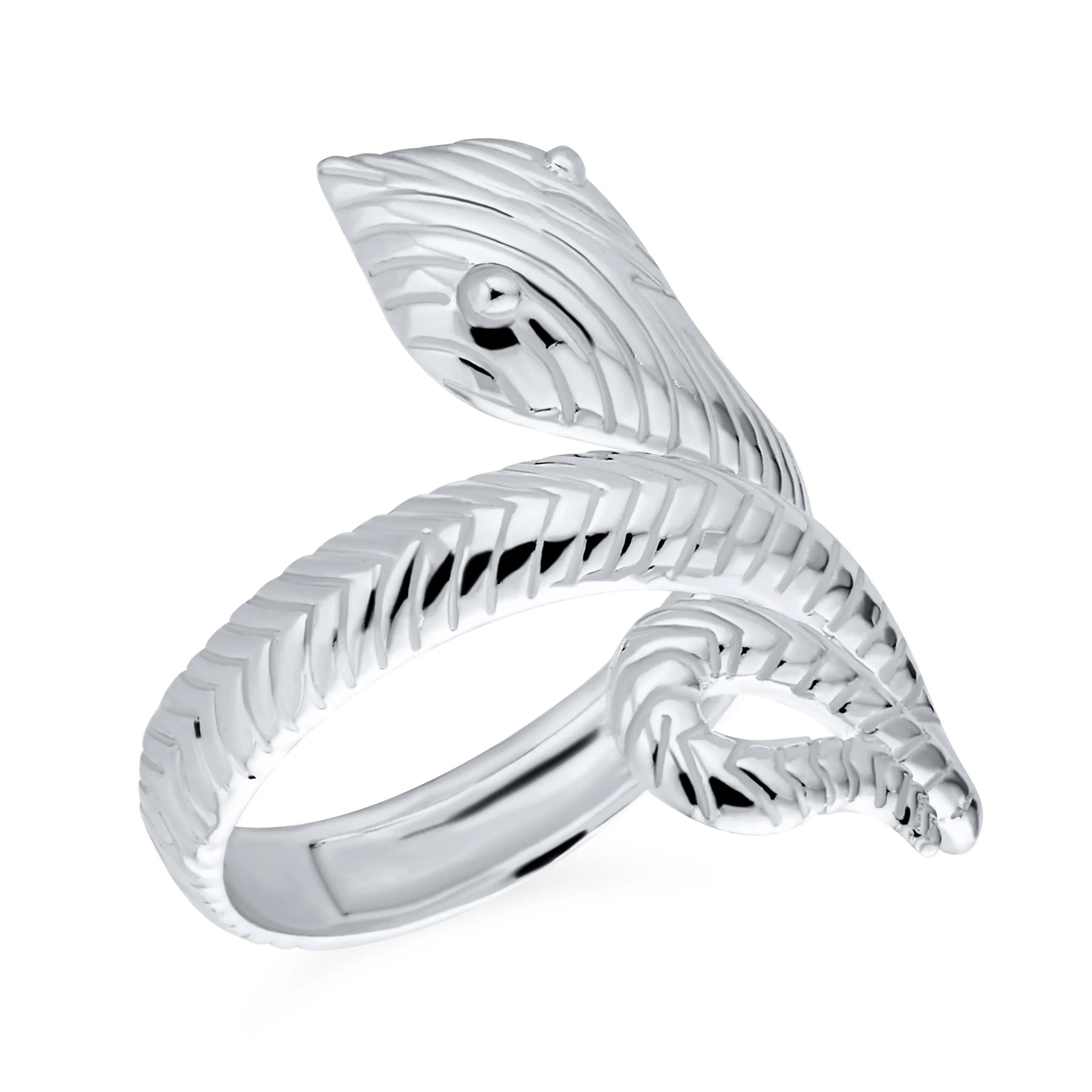 Boho Retro Serpent Snake Silver Ring: Egyptian Wrap Coil Band Sterling