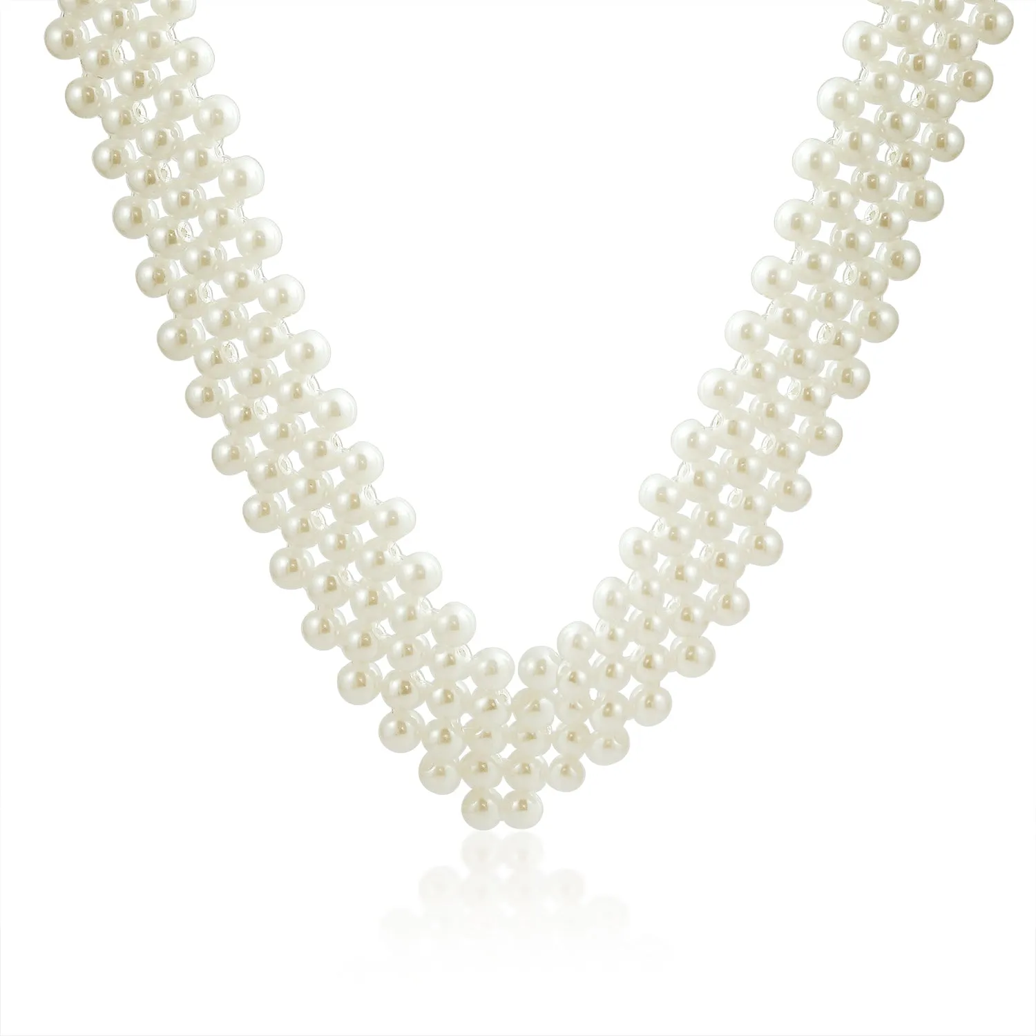 Bridal Statement White Simulated Pearl Collar Necklace for Weddings and Proms