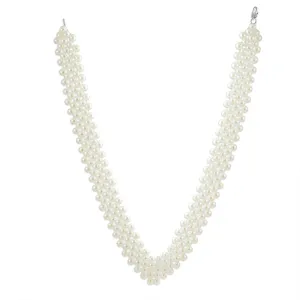 Bridal Statement White Simulated Pearl Collar Necklace for Weddings and Proms